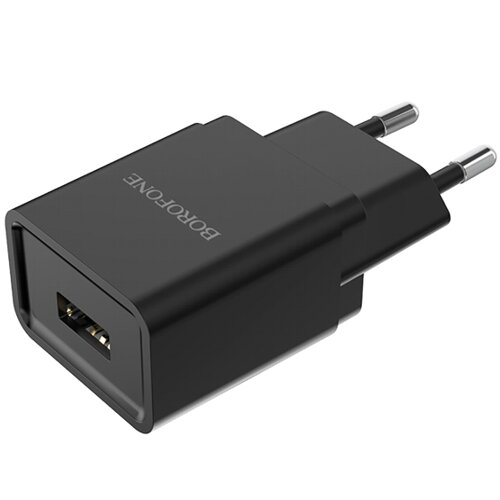 Сетевой адаптер питания Borofone BA19A Nimble Black зарядка 1А 1 USB-порт, черный