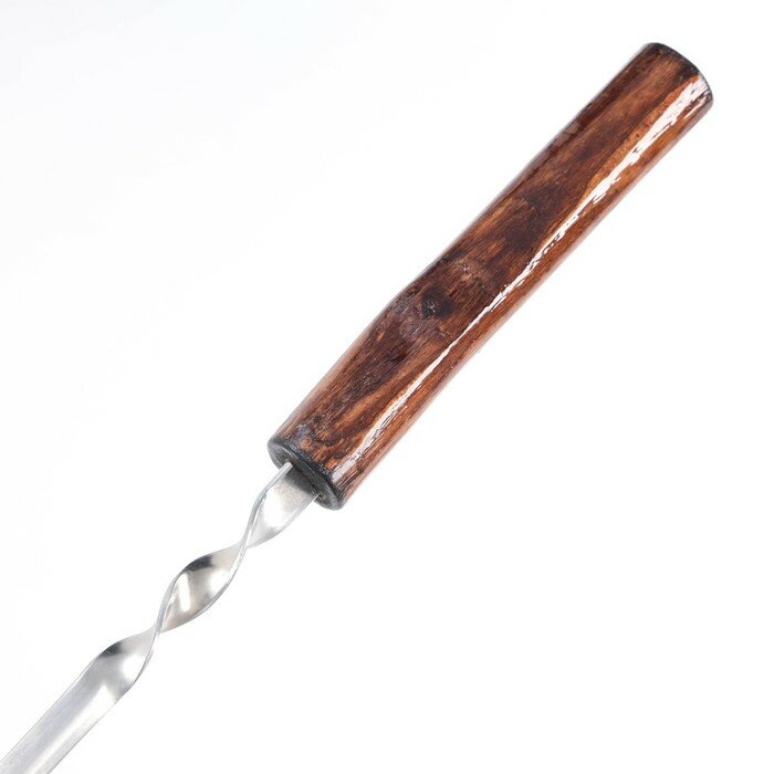 Шампур уголок, с деревянной ручкой "Эко" рабочая часть - 50 см, 73 х 1.2 см, сталь - 2 мм, - фотография № 3