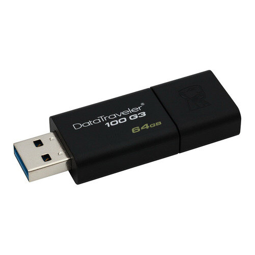 Флешка USB Kingston DataTraveler 100 G3 64ГБ, USB3.0, черный [dt100g3/64gb]