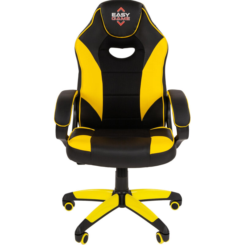 Кресло VT_EChair Easy Game-690 TPU кожзам черный/желтый пластик