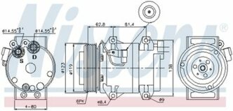 Компрессор кондиционера Volvo S60 I/V70 II/Xc90 I 97>14 NISSENS 89070