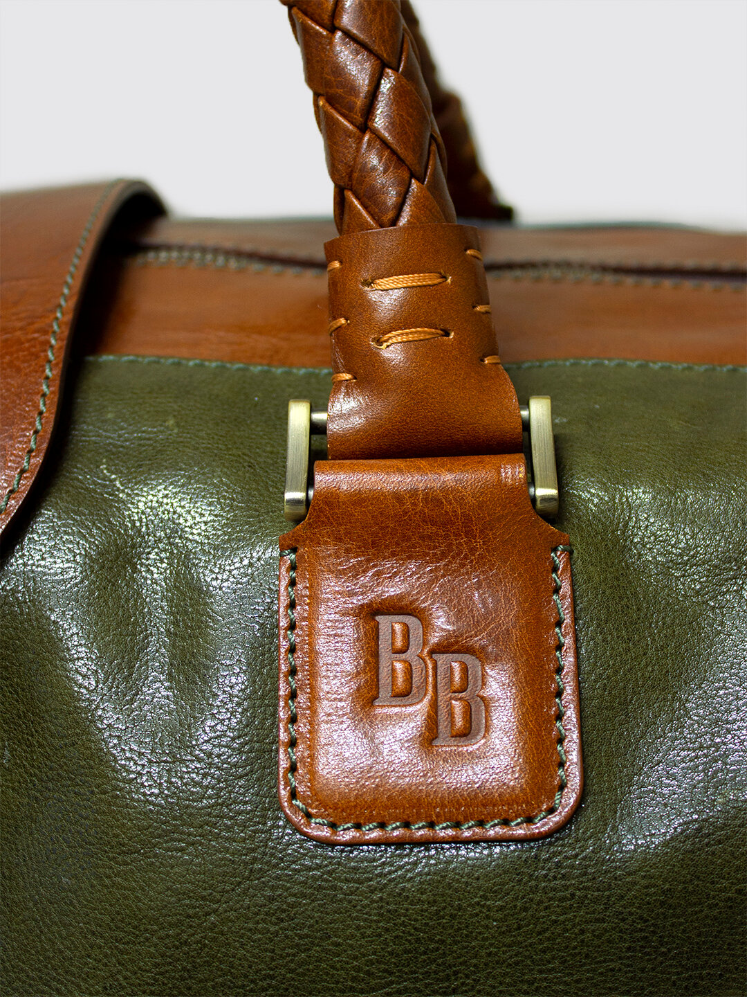 Дорожная сумка кожаная D-0014 Bruno Bartello, зеленый - фотография № 13