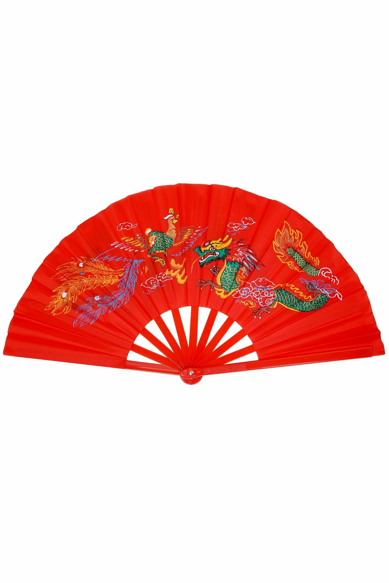 Веер складной ручной/ красный цвет, 62 см/для танцев/ веер китайский японский с рисунком дракона - фотография № 1