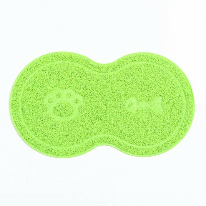 фото Коврик 2-в-1 под миску/туалет для животных два круга, 47 х 26 см, зелёный