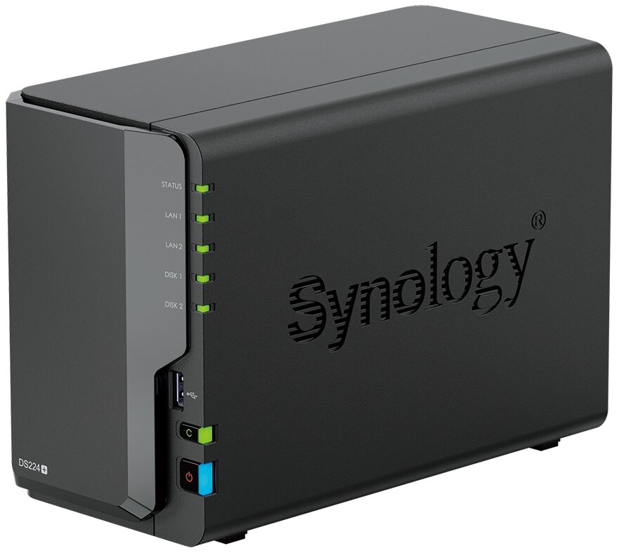 Сетевое хранилище Synology DS224+ настольный 2.5"3.5" SATA III 32TB BasicRAID 0RAID 1Synology Hybrid RAID 2 GB DDR4 Кол-во сетевые интерфейсов 2шт. 1 Gb/s