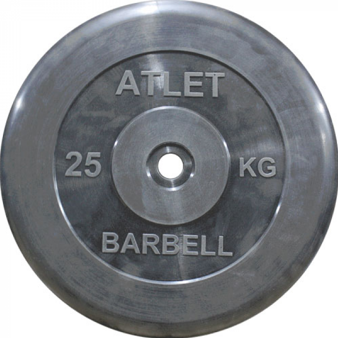 Диск обрезиненный MB Barbell d 31 мм чёрный 25,0 кг Atlet MB-AtletB31-25