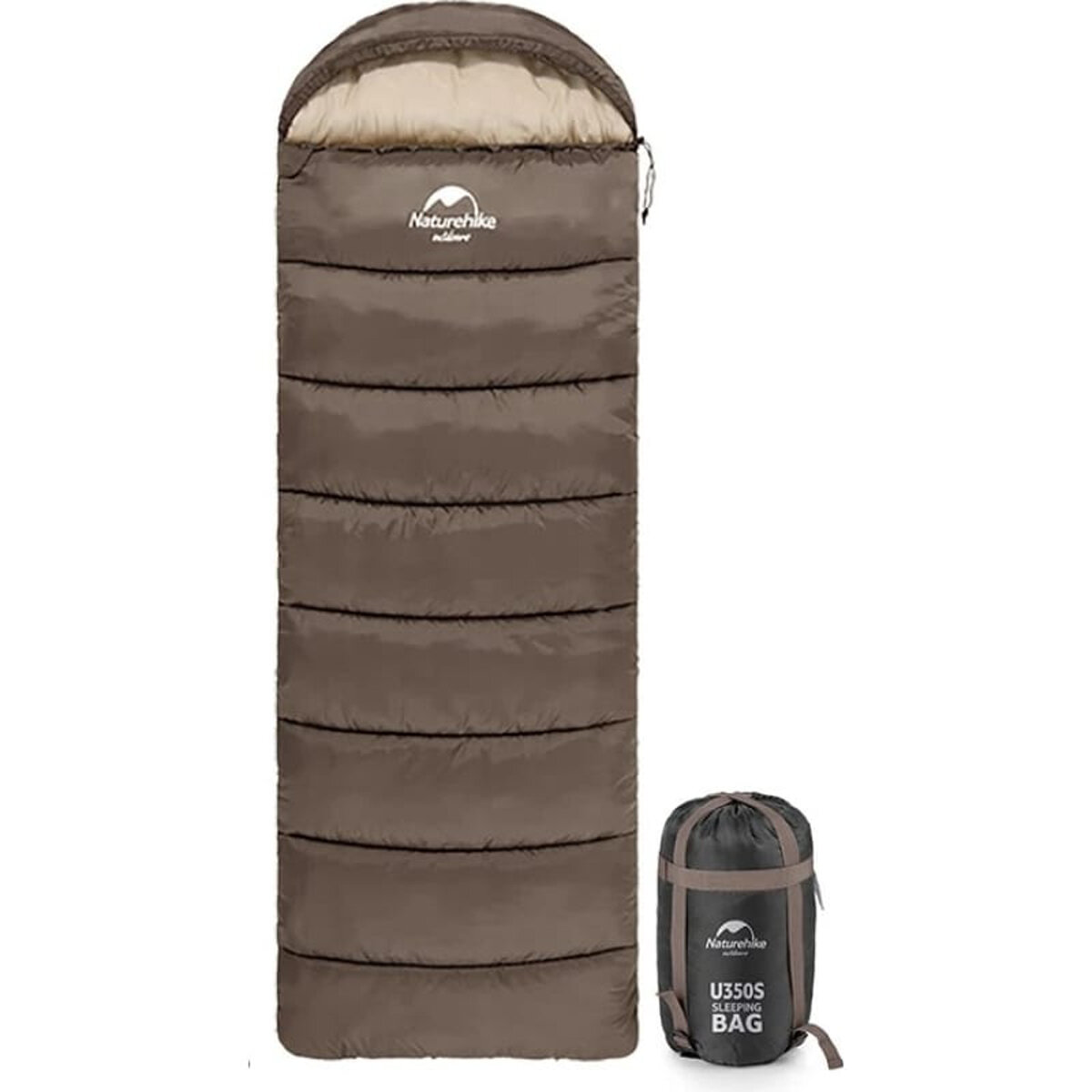 Спальный мешок Naturehike U Series Двойной хлопок осень-зима Brown U350, 6927595767221 (молния справа)