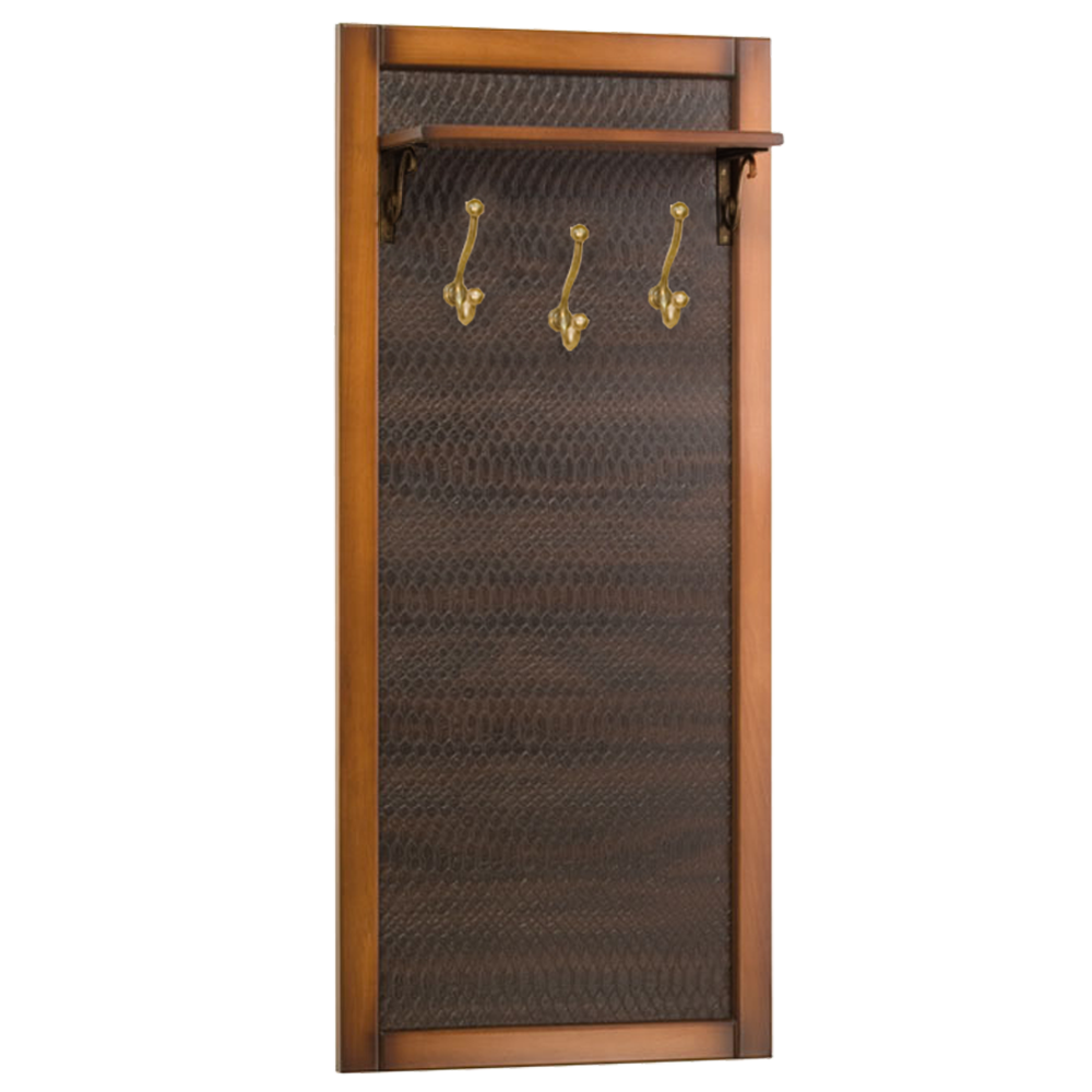 Настенная деревянная вешалка для одежды BOGACHO Лотос-комби коричневая с полкой и 3 крючками ручная работа - фотография № 2