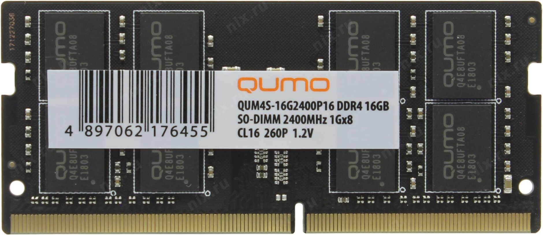 Модуль памяти Qumo SO-DIMM DDR4 16ГБ PC4-19200 2400MHz 1.2V, CL16, QUM4S-16G2400P16