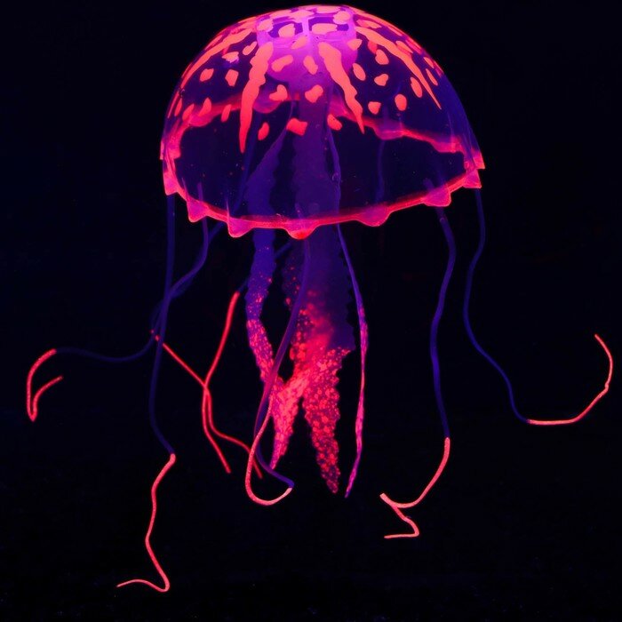 Декор для аквариума "Медуза" силиконовая, с неоновым эффектом, 10 х 10 х 20,5 см, розовая - фотография № 2
