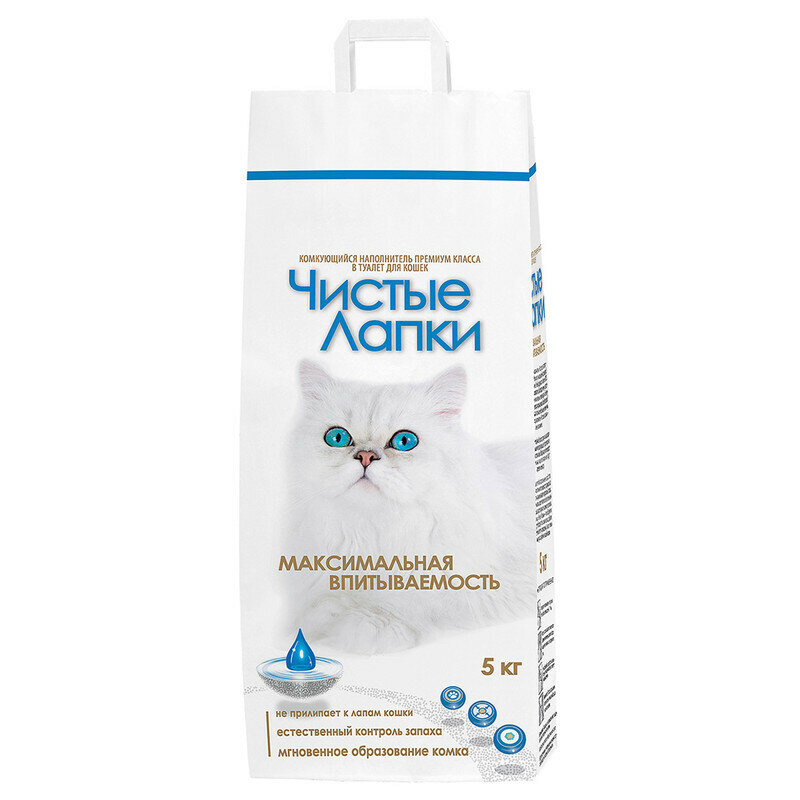 фото CLEAN PAWS , 5кг бентонит, наполнитель для кошачего туалета