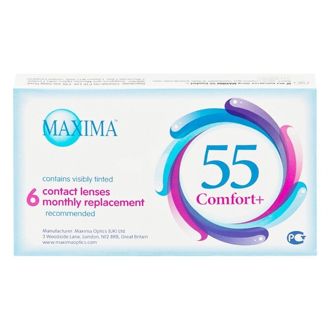 Контактные линзы Maxima 55 Comfort + на месяц 6 шт / -3,25/8.6/14.2, уп.