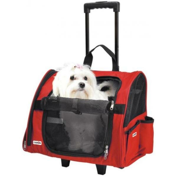 фото Camon Сумка-переноска "Max" для животных на колесах красная, 43*26*36см 2.5 кг