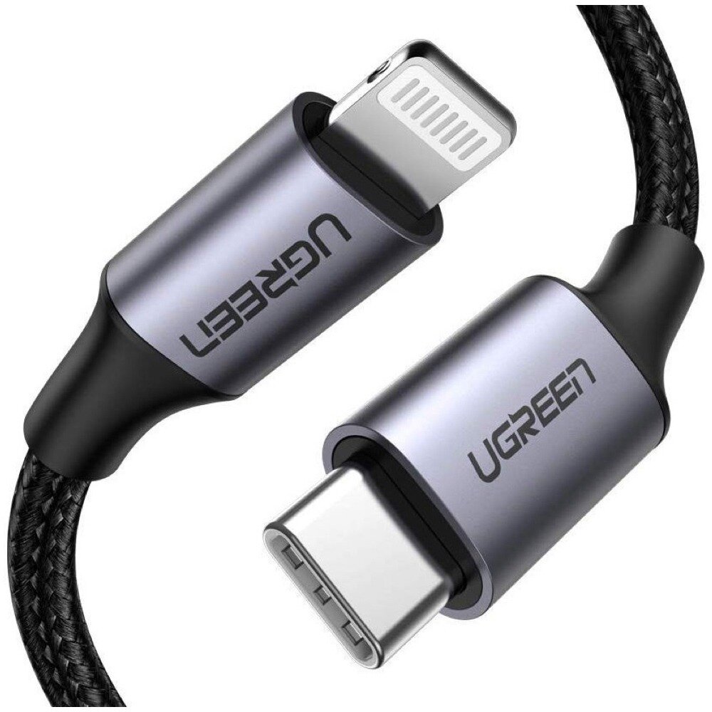 Кабель Ugreen 60760 USB Type-C-Lighting 1.5 м, чёрный