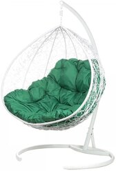 Двойное подвесное кресло "gemini" promo White зеленая подушка