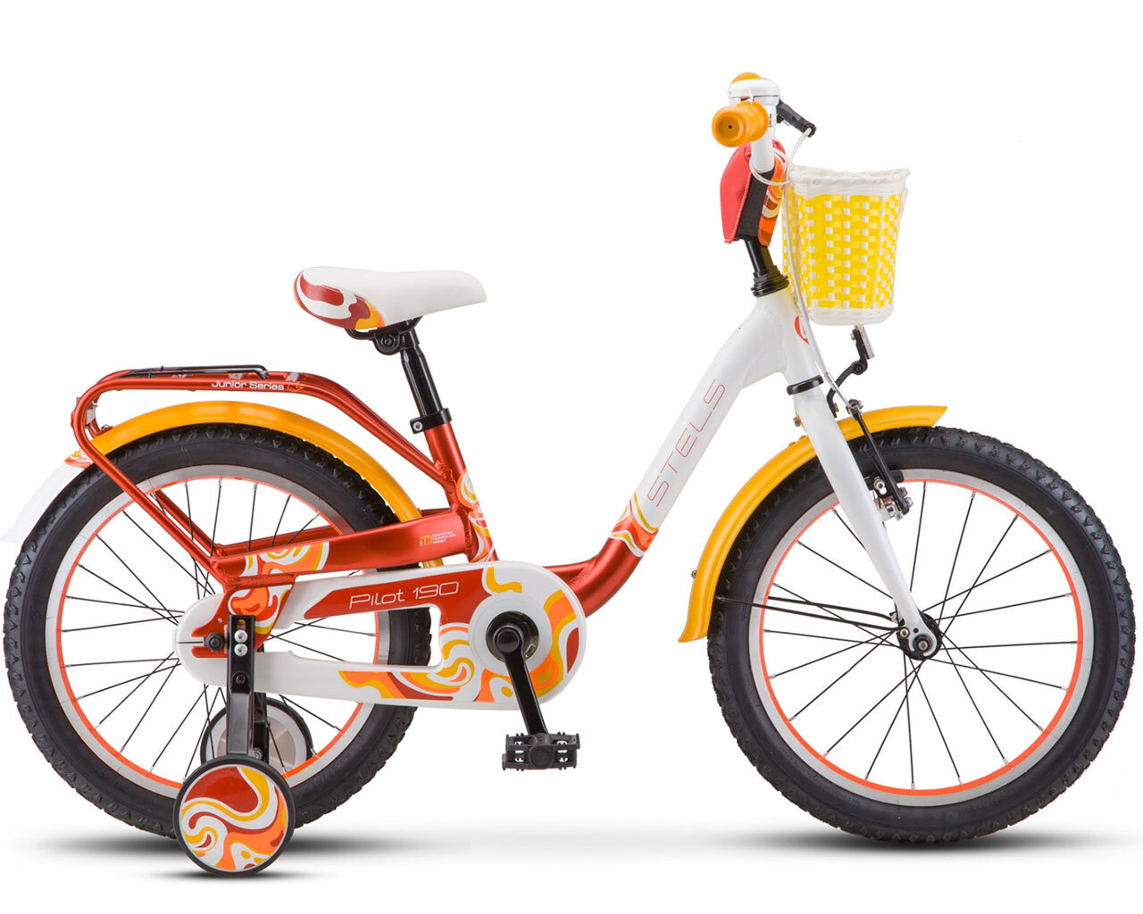 Велосипед STELS Pilot 190 18 V030 (2019) красный/желтый/белый 9" (требует финальной сборки)