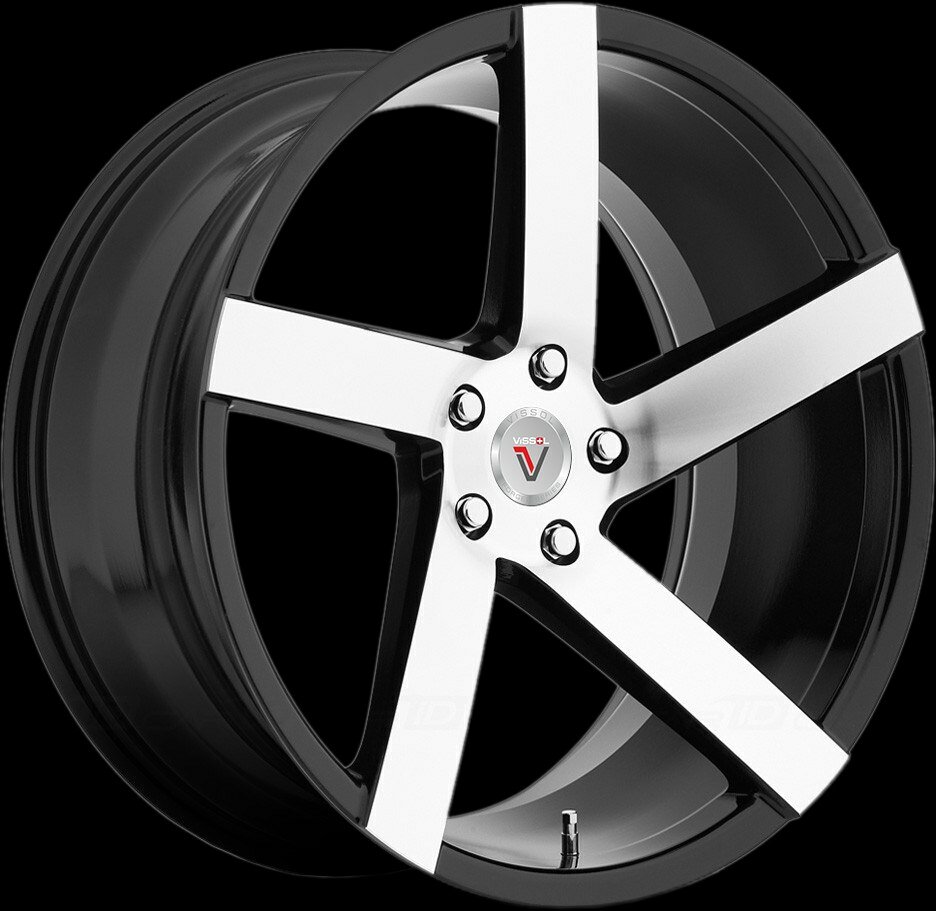 Колесный диск vissol v-080r 8.5x19/5x100 et45 d57.1 black-with-machined-face