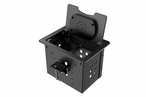 фото Готовое решение Wize Pro Прямоугольный металлический корпус для модульной системы врезного лючка в стол с откидывающейся крышкой,до 6 модуле