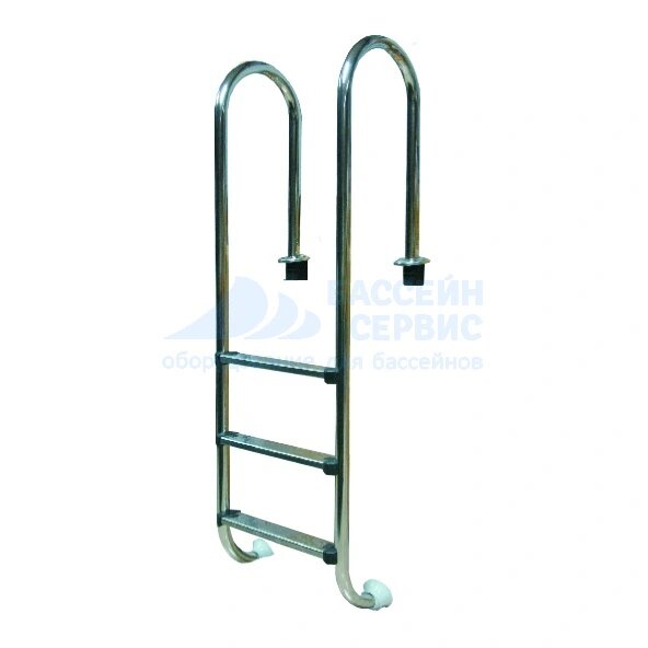 фото Лестница 3 ступени с накладкой люкс, нержавеющая сталь AISI-304, толщина 1.0 мм (узкий борт) Pool King /M203/, цена - за 1 шт