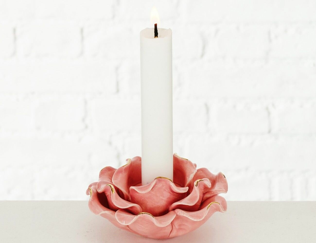 Керамический подсвечник для одной свечи, розовый, 11 см, Boltze - фотография № 7