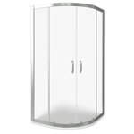 Уголок душевой GOOD DOOR BAS INFINITY R-80-G-CH (80х80) полукруглый, раздвиж. двери,стекло грейп 6мм - изображение