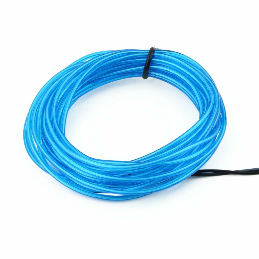 Led гибкий неон узкий (EL провод) 23 мм голубой 1 м с разъемом для подключения