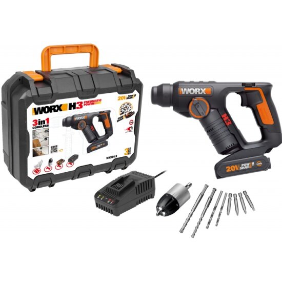 Перфоратор аккумуляторный + кейс WORX WX394.3