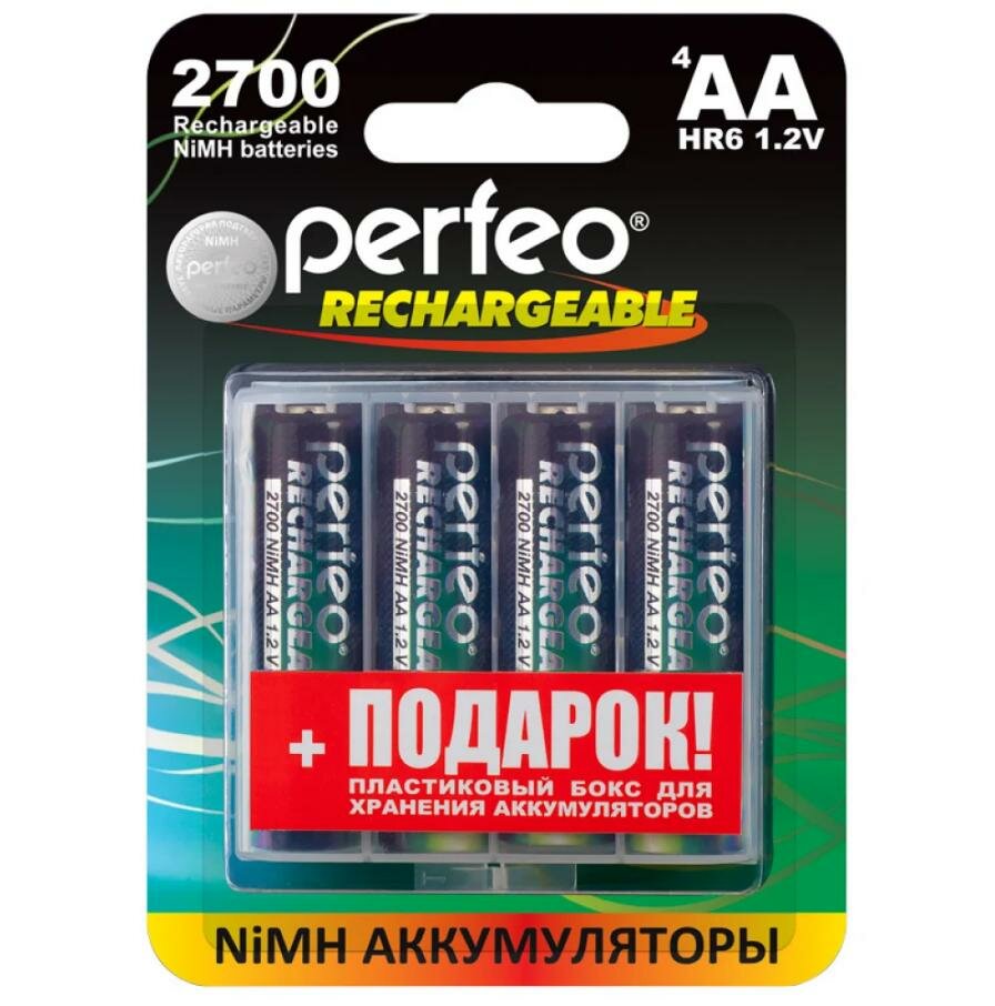 Аккумулятор Perfeo AA 2700mAh BL4 Box PF AA2700/4BL BOX, 4шт.