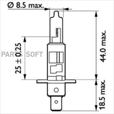 Лампа фары H1 24V 70W P14,5s MasterDuty HCV