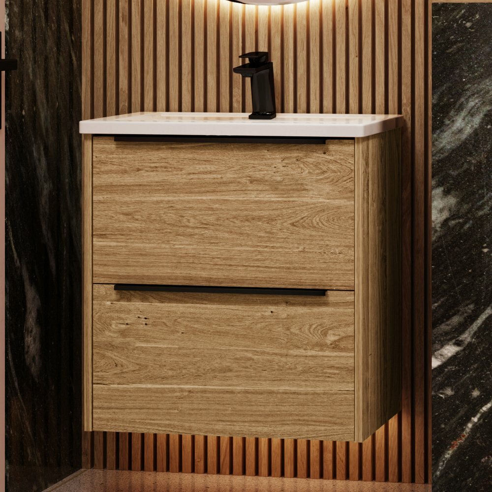 фото La Fenice Тумба с раковиной La Fenice Tesoro 60, дуб канзас коричневый