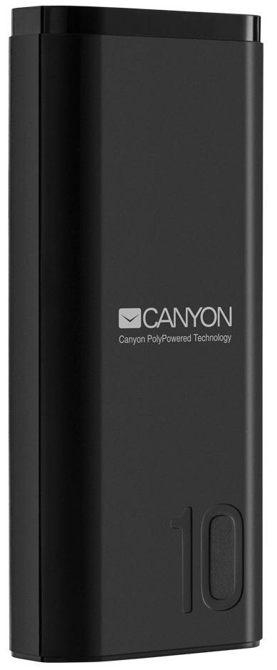 Зарядное устройство CANYON CNE-CPB010B 10000mAh Li-pol, In 5V/2A, Out 5V/2.1A, Smart IC, Черный, кабель 0.25m,