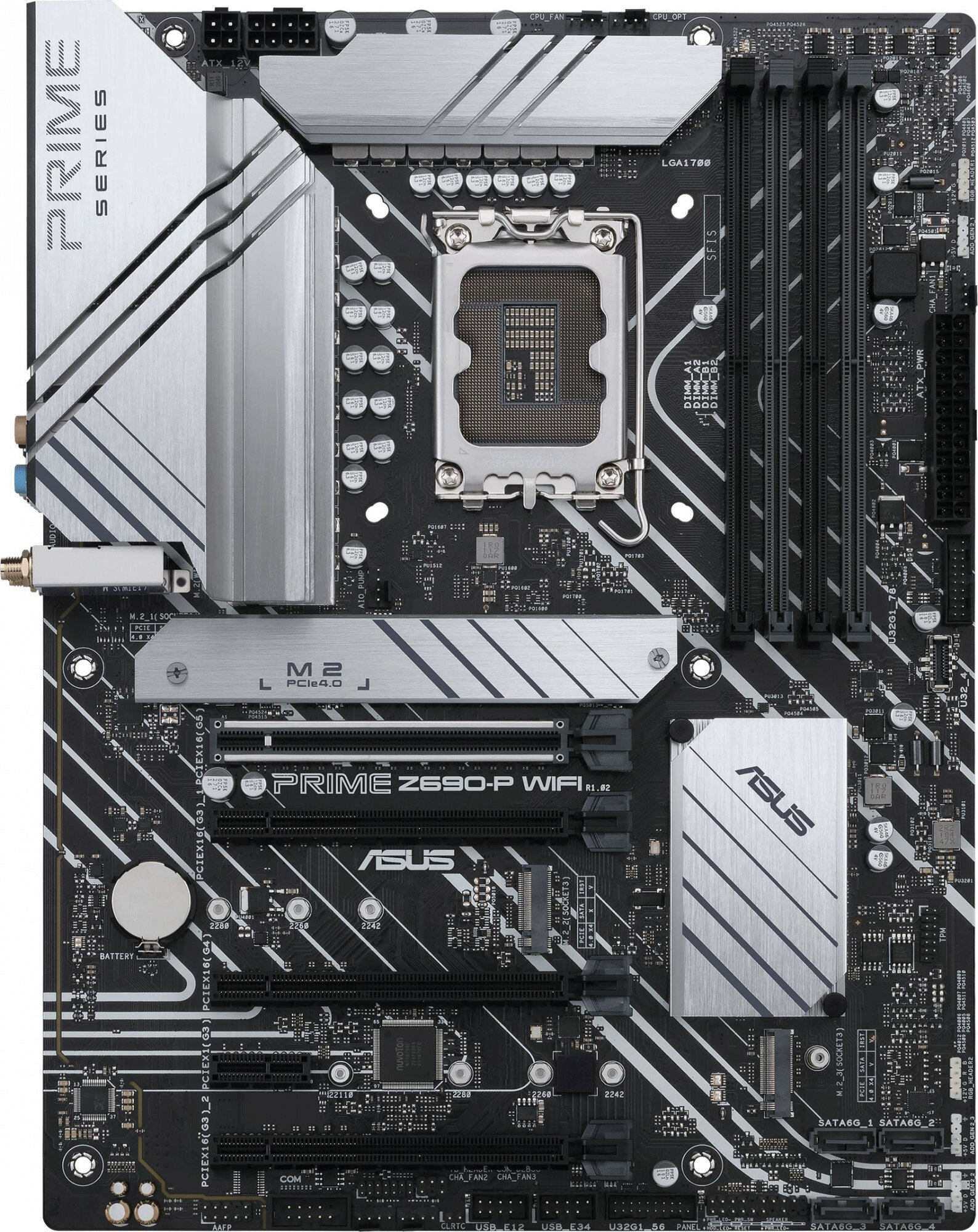 Материнская плата ASUS PRIME Z690-P WIFI, LGA1700, Z690, 4*DDR5, DP+HDMI, SATA3 + RAID, Audio, Gb LAN, USB 3.2*9, USB 2.0*4