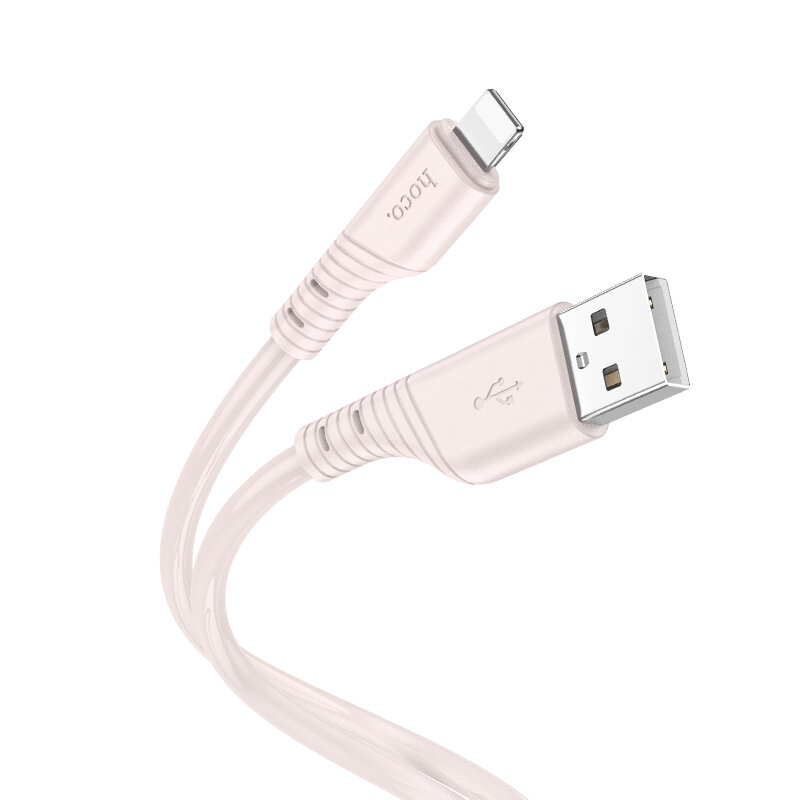 фото USB дата кабель Lightning, HOCO, X97, 1M, силиконовый, светло-розовый