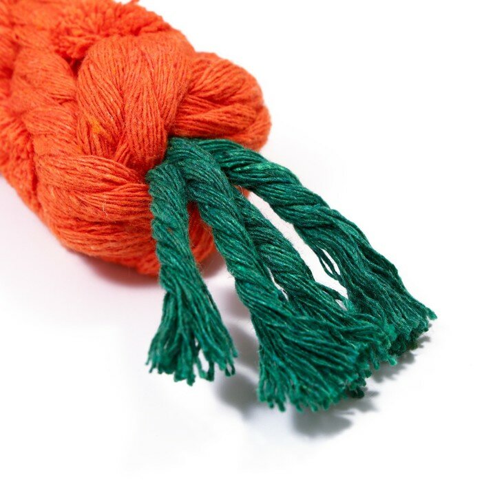 Игрушка канатная "Морковь", до 18 см, до 50 г, оранжевая/зелёная - фотография № 3