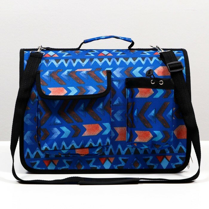 Пижон Сумка-переноска раскладная каркасная с карманами , 40 х 25 х 26 см, синяя - фотография № 2
