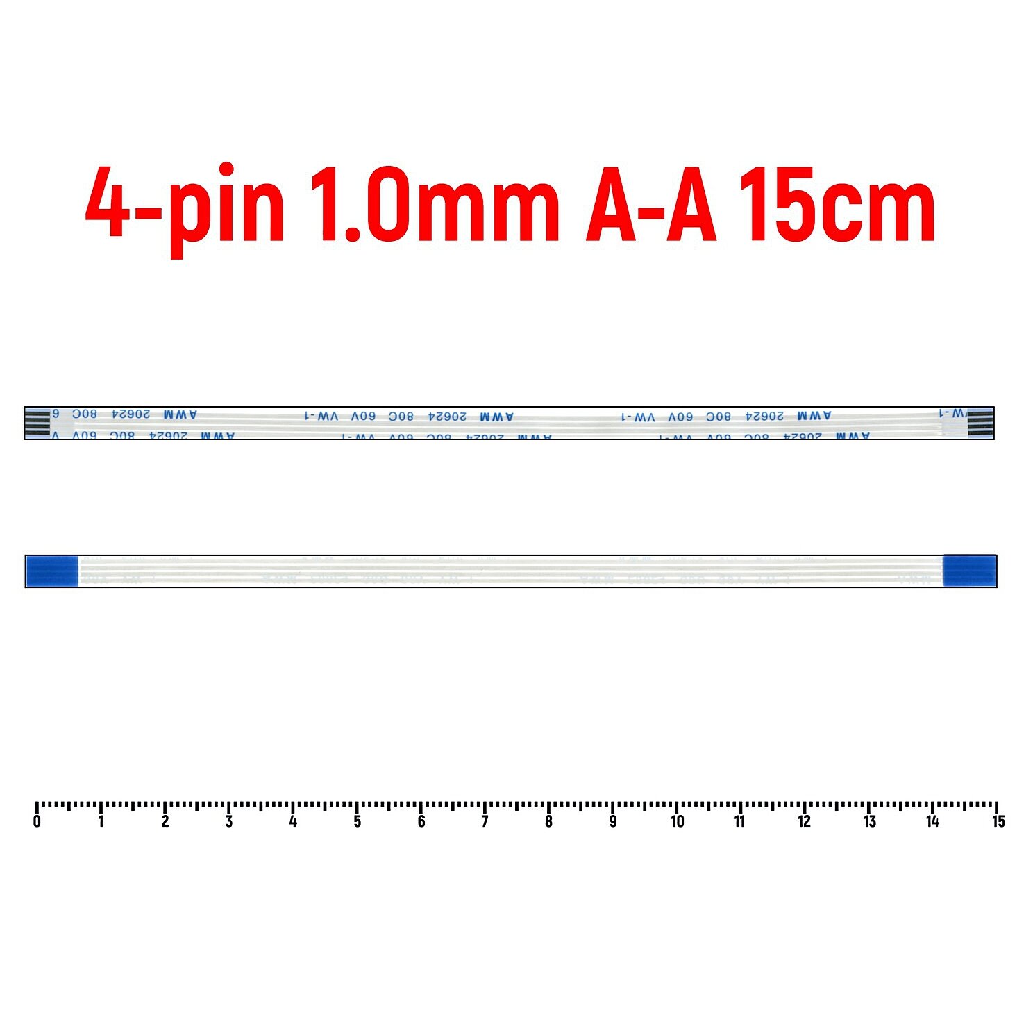 Шлейф FFC 4-pin Шаг 1.0mm Длина 15cm Прямой A-A