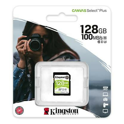 Карта памяти SD 128GB Kingston Canvas Select Plus SDXC Class 10 UHS-I U3 V30 SDS2/128GB