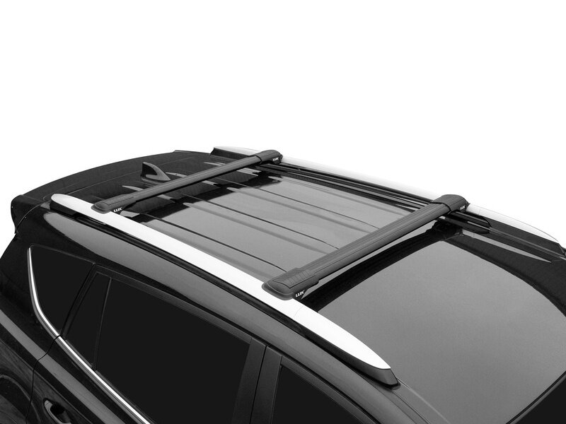 Багажник на Lexus GX 1 (2002-2009) | на рейлинги | LUX хантер L45 | черные поперечины