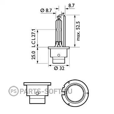 PHILIPS 85122VIS1 85122VIS1_лампа! XENON (D2S) 35W P32d-2 L=77 d=9 Vision\