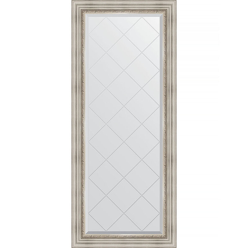 Зеркало Evoform Exclusive-G 156х66 BY 4147 с гравировкой в багетной раме - Римское серебро 88 мм - фотография № 1