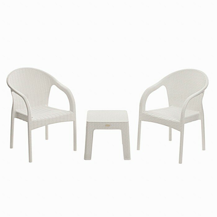 Набор садовой мебели "Милан" 3 предметов: 2 кресла, стол, белый - фотография № 1