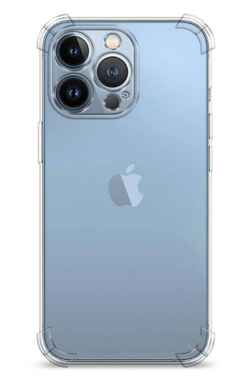 Чехол силиконовый для iPhone 13 Pro Max (6.7), усиленные края, с защитой камеры, X-CASE, прозрачный