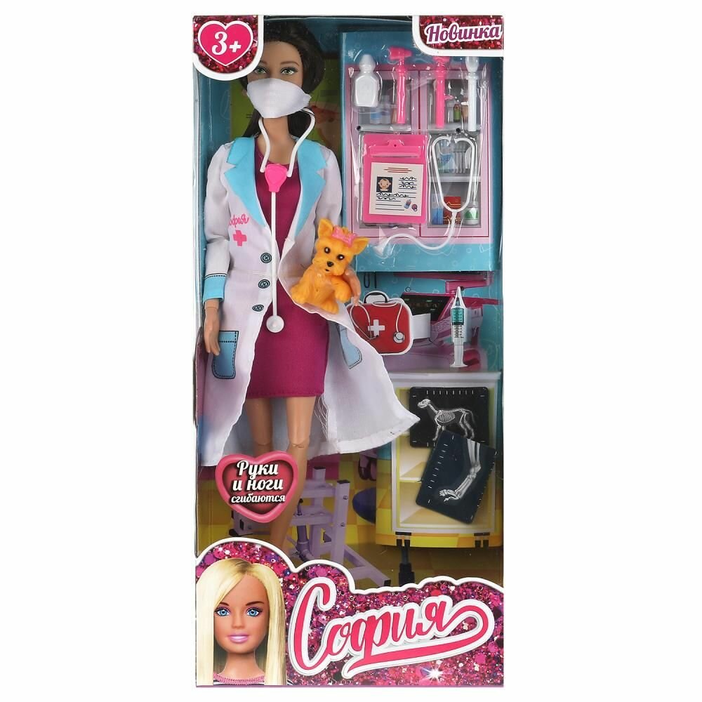 Карапуз Кукла 29 см софия-ветеринар, с питомцем и акс, руки и ноги сгиб в кор карапуз в кор.24шт