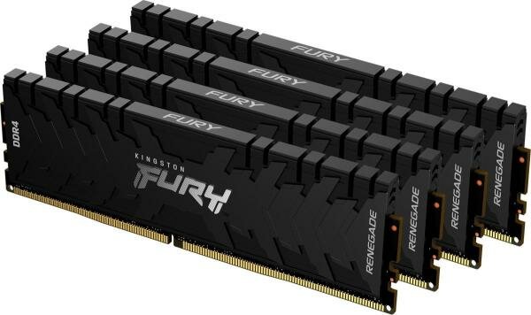 Оперативная память для компьютера 64Gb (4x8Gb) PC4-25600 3200MHz DDR4 DIMM CL16 Kingston FURY Renegade Black (KF432C16RB1K4/64)