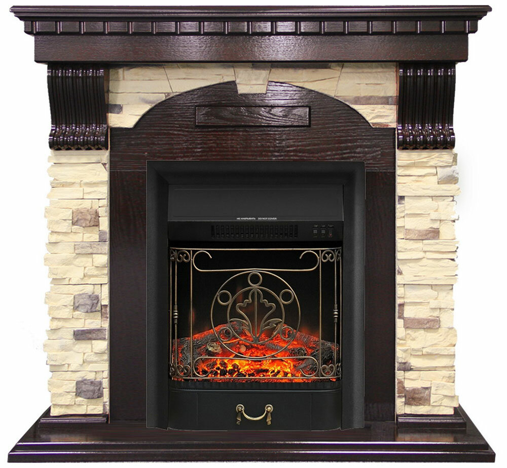 Каминокомплект Royal Flame Dublin арочный сланец с очагом Majestic BLack (темный дуб) 64879157 - фотография № 1