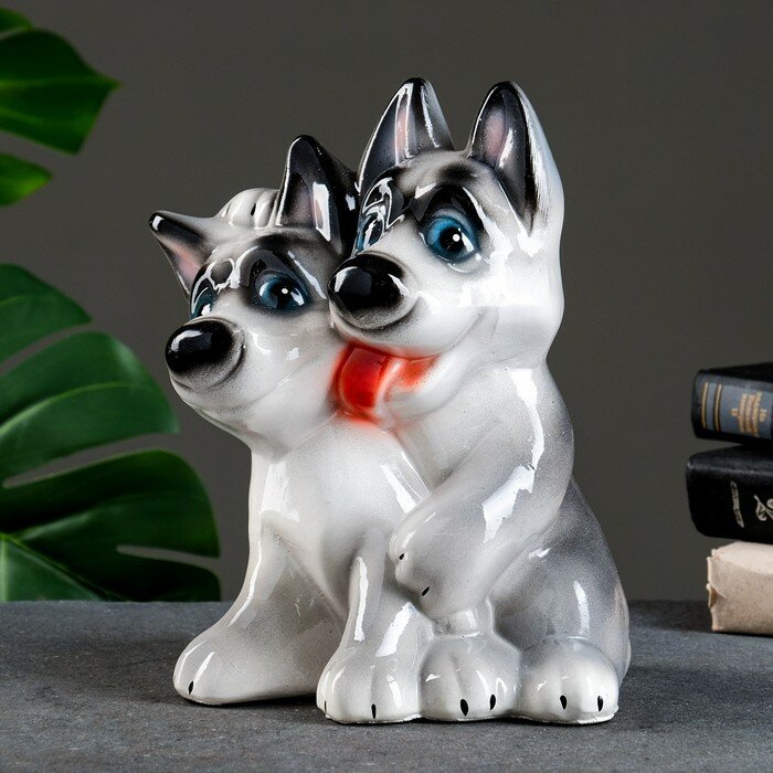 фото Копилка "Хаски" серая, 22х17х26см