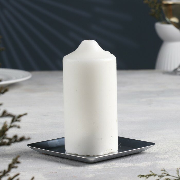 Подсвечник "Тарелка квадратная" металл на одну свечу, 12,6х1,3 см,хром - фотография № 1