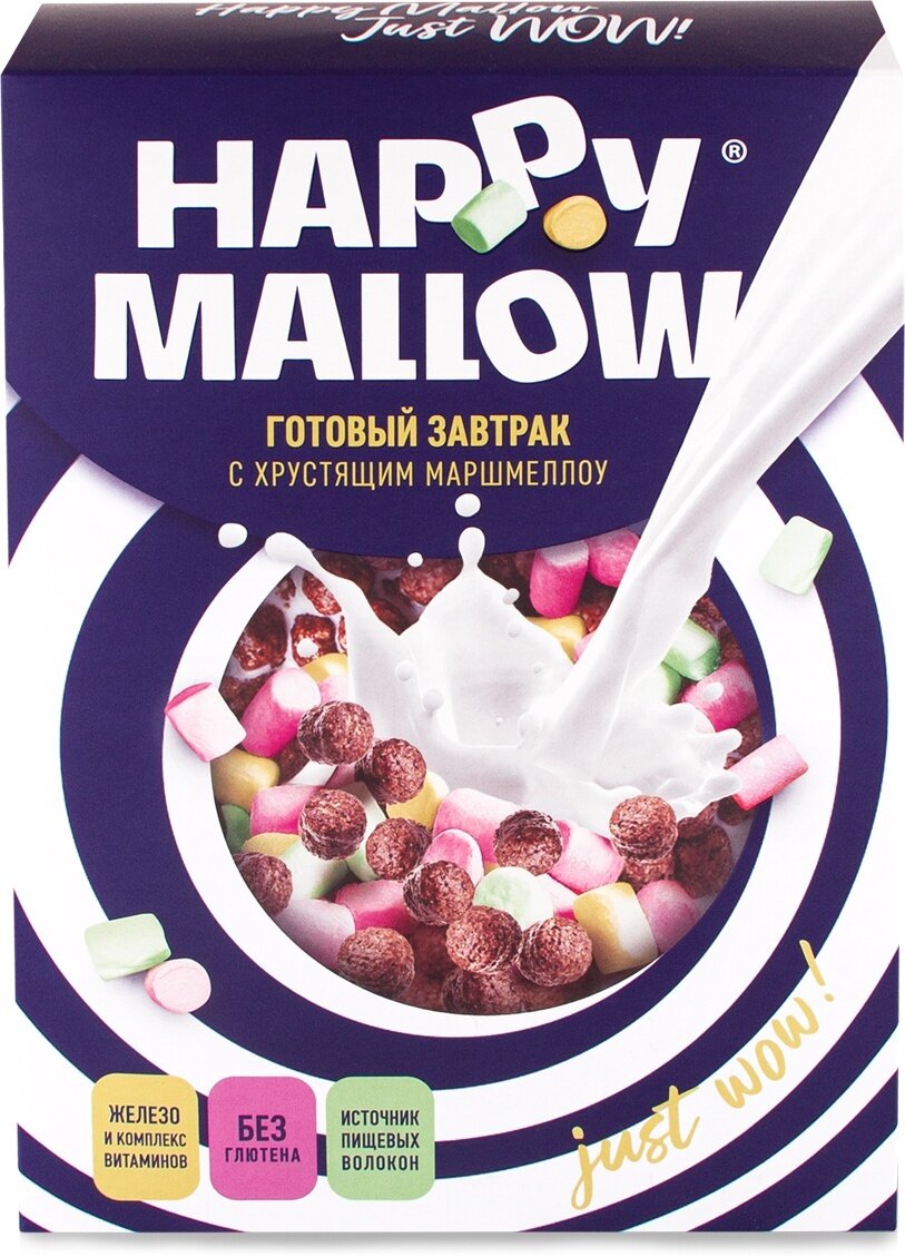 Готовый завтрак Happy Mallow, с маршмеллоу 240 г 2 шт, без глютена - фотография № 1