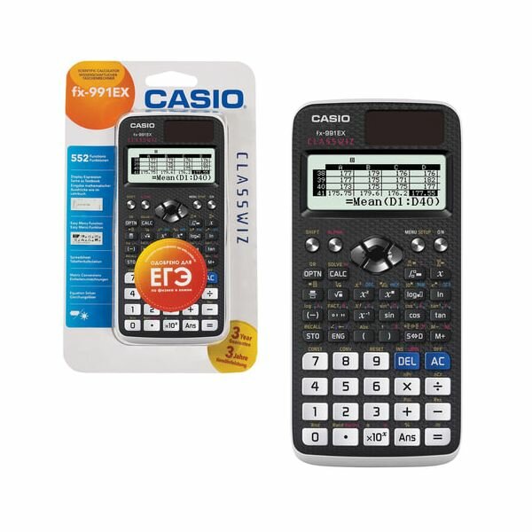 Калькулятор инженерный CASIO FX-991EX-S-ET-V (166х77мм), 552функции, двойное питание,серт. для ЕГЭ