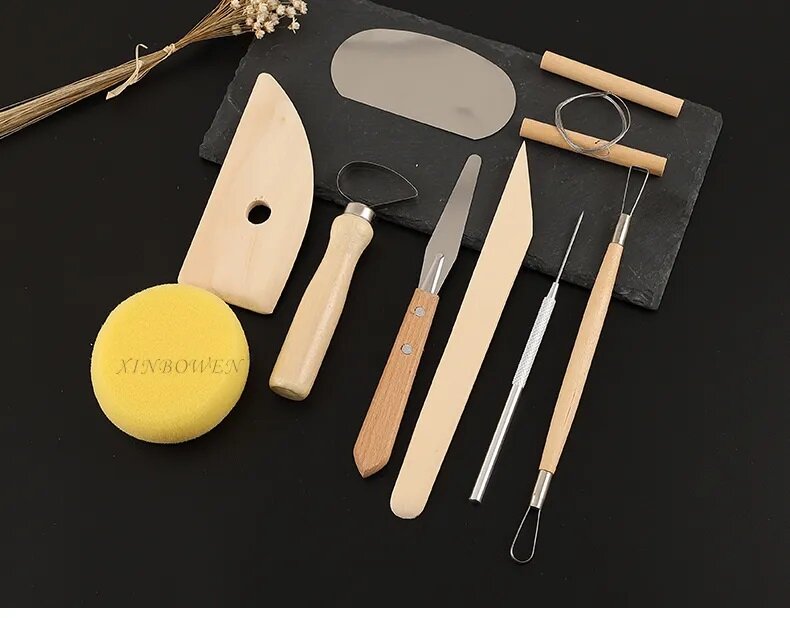 Набор инструментов для керамики Xin Bowen из 35 предметов, деревянная ручка, инструменты для резьбы по глине из нержавеющей стали - фотография № 3